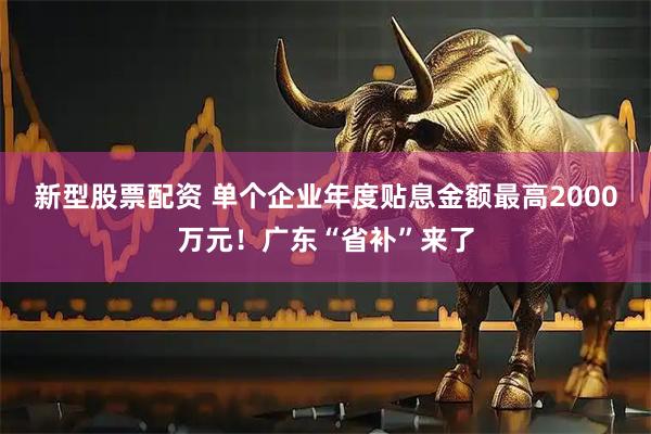 新型股票配资 单个企业年度贴息金额最高2000万元！广东“省补”来了